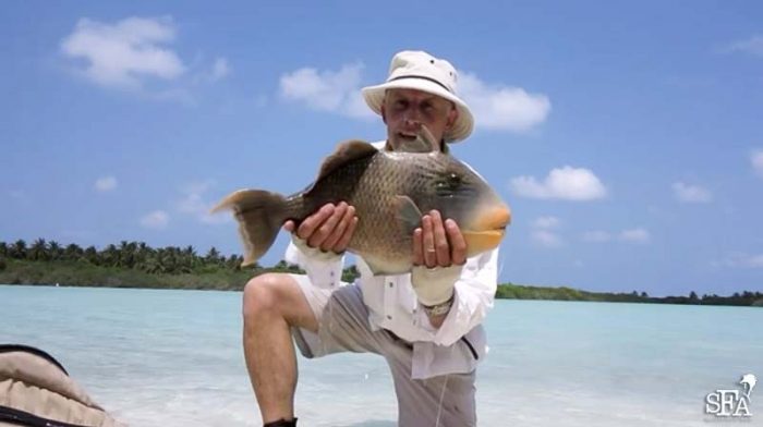 Steven with a yellow margin triggerfish caught in the maldives