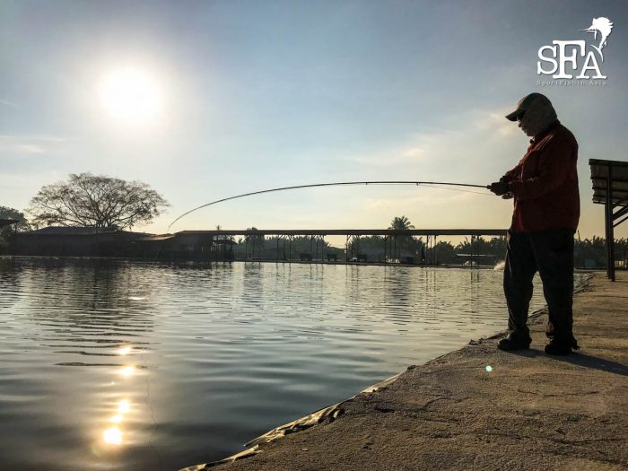 David battles his first fish in LS Pond