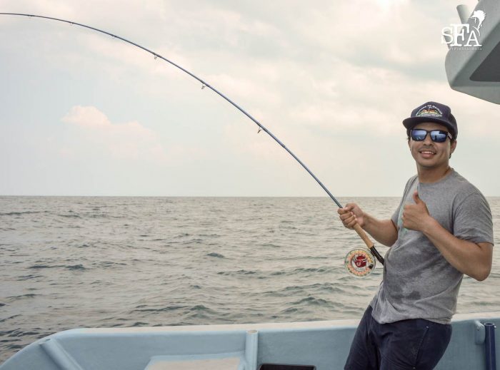Capt Elliot gives a thumbs-up for another sailfish