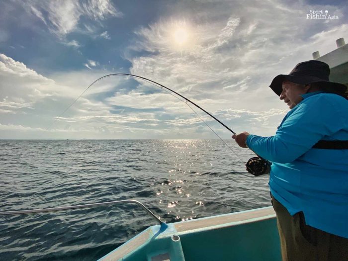 Graham fighting his first sailfish on the fly