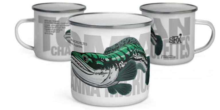 toman giant snakehead fish enamel mug