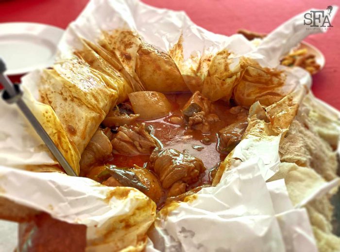 The famous "roti ayam" or chicken bread in Kampar