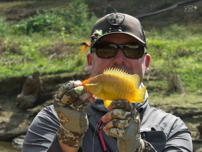 David holding a ikan patung aka Malayan leaf fish